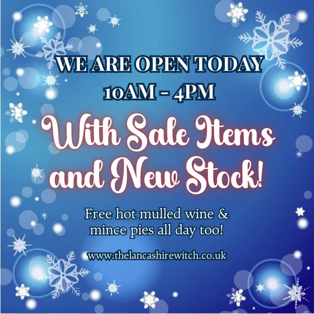 We are open 10am-4pm today with sale items and new stock! Hot mulled wine, mince pies and 70's disco music as we are having a party vibe in the shop today as we come up to the new year!
💀 
#witchesofinstagram #witch #witches #witchery #witchcraft #traditionalwitchcraft #magic #spell #witchy #witchshop #witchcraftshop #witchcraftshops #apothecary #folkmagic #britishfolkmagic #witchyshop #ancestors #voodoo #vodou #spellwork #magical #conjure #pagan #witchywoman #lancashire #traditionalwitch #ukwitchcraft #folkwitch #lancashirewitches #rootwork