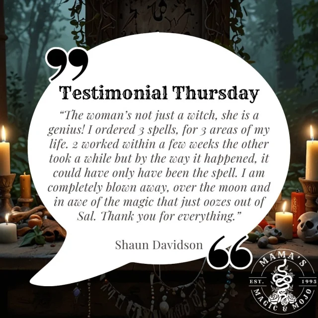 ♥️ TESTIMONIAL THURSDAY! ♥️ “The woman’s not just a witch, she is a genius! I ordered 3 spells, for 3 areas of my life. 2 worked within a few weeks the other took a while but by the way it happened, it could have only have been the spell. I am completely blown away, over the moon and in awe of the magic that just oozes out of Sal. Thank you for everything.” ~ Shaun Davidson.  Thank you so much Shaun, I know we did a lot of work but wow it was worth it wasn't it? So glad to see you so happy now! Thank you once again.
💀
#witchesofinstagram #witch #witches #witchery #witchcraft #traditionalwitchcraft #magic #spell #witchy #witchshop #witchcraftshop #witchcraftshops #apothecary #folkmagic #britishfolkmagic #witchyshop #ancestors #voodoo #vodou #witchtok #magical #conjure #pagan #witchywoman #lancashire #traditionalwitch #ukwitchcraft #folkwitch #lancashirewitch #rootwork
